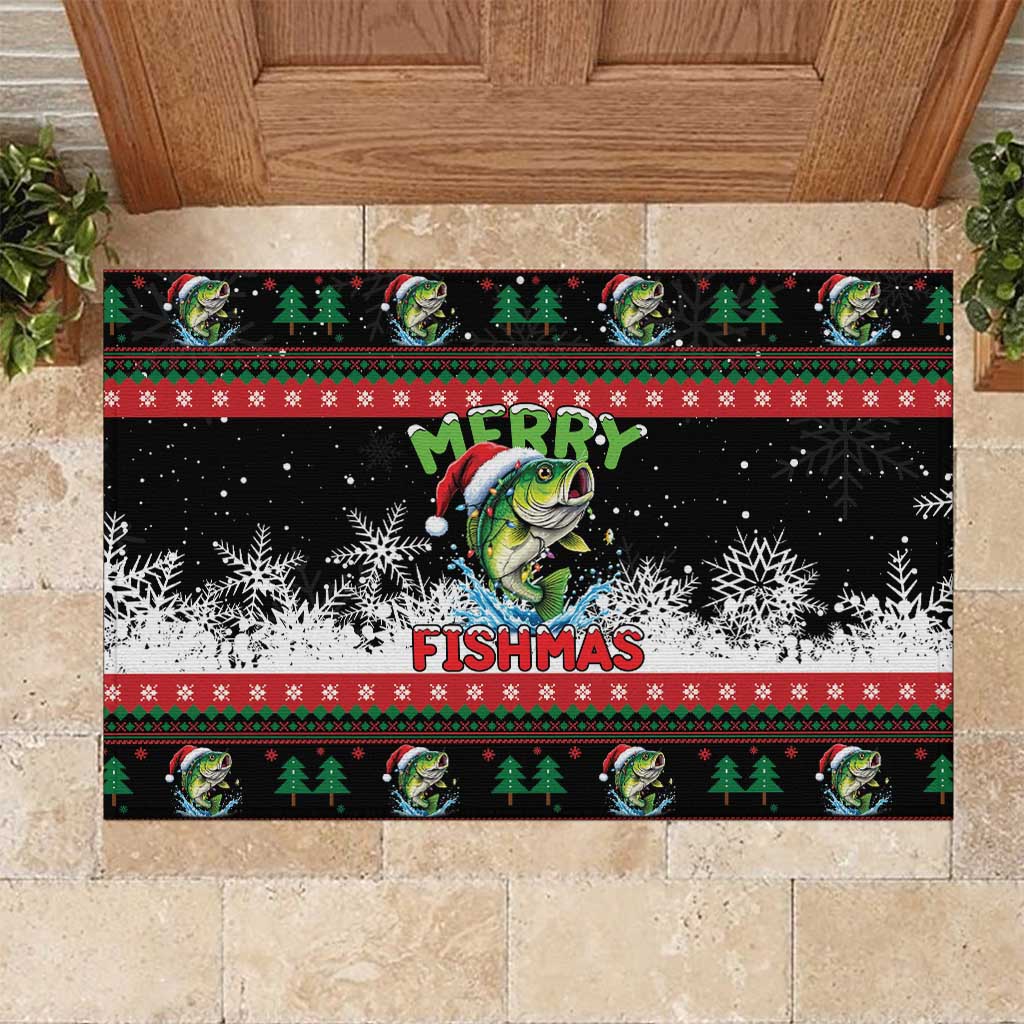 Fishing Christmas Merry Fishmas Rubber Doormat We Wish You A Merry Fishmas - Wonder Print Shop