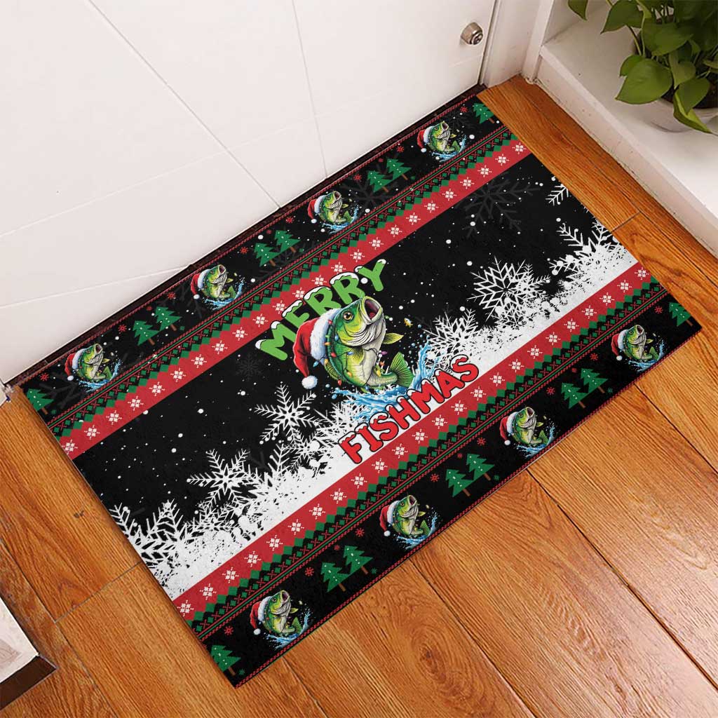 Fishing Christmas Merry Fishmas Rubber Doormat We Wish You A Merry Fishmas - Wonder Print Shop