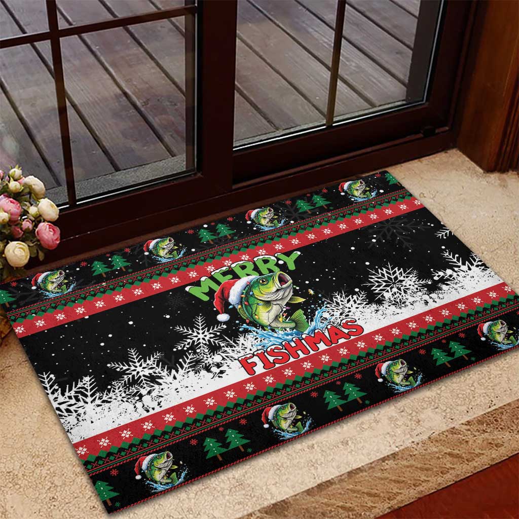 Fishing Christmas Merry Fishmas Rubber Doormat We Wish You A Merry Fishmas - Wonder Print Shop