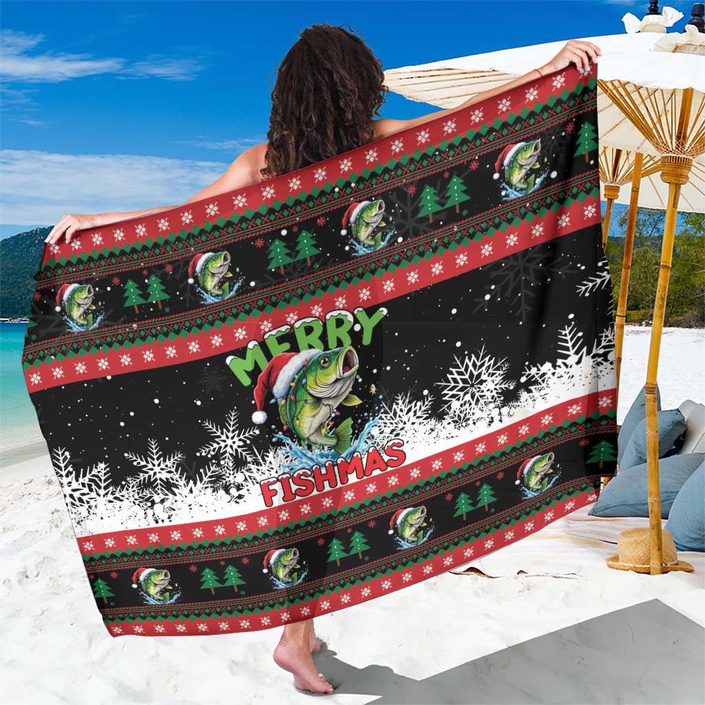 Fishing Christmas Merry Fishmas Sarong We Wish You A Merry Fishmas - Wonder Print Shop