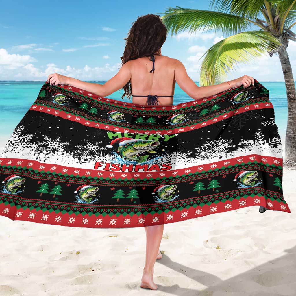 Fishing Christmas Merry Fishmas Sarong We Wish You A Merry Fishmas - Wonder Print Shop