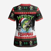 Fishing Christmas Merry Fishmas Scrub Top We Wish You A Merry Fishmas - Wonder Print Shop