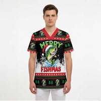 Fishing Christmas Merry Fishmas Scrub Top We Wish You A Merry Fishmas - Wonder Print Shop
