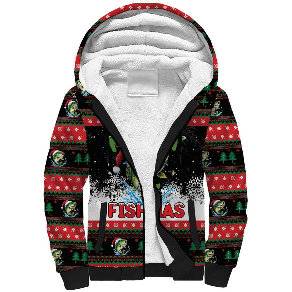 Fishing Christmas Merry Fishmas Sherpa Hoodie We Wish You A Merry Fishmas - Wonder Print Shop