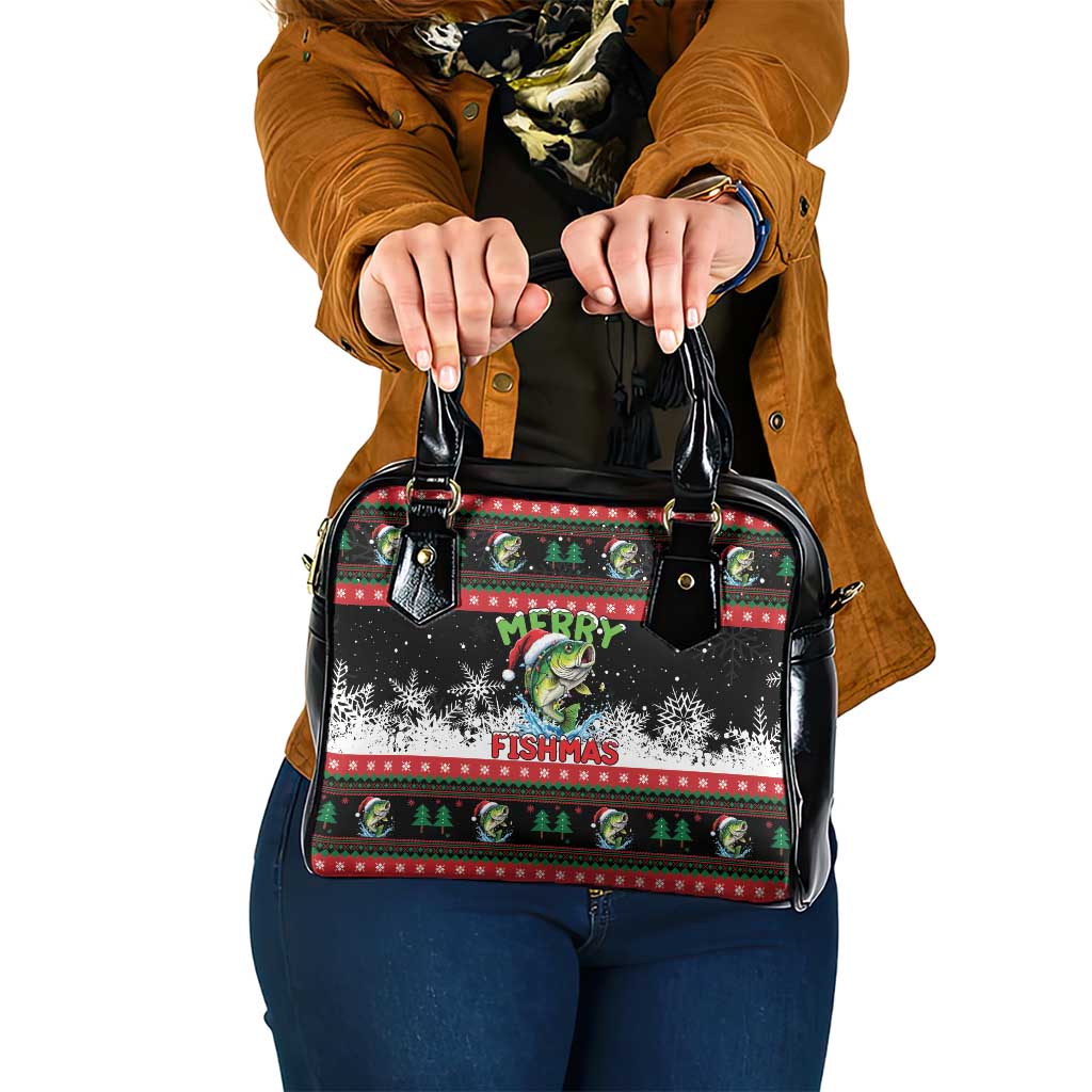 Fishing Christmas Merry Fishmas Shoulder Handbag We Wish You A Merry Fishmas - Wonder Print Shop