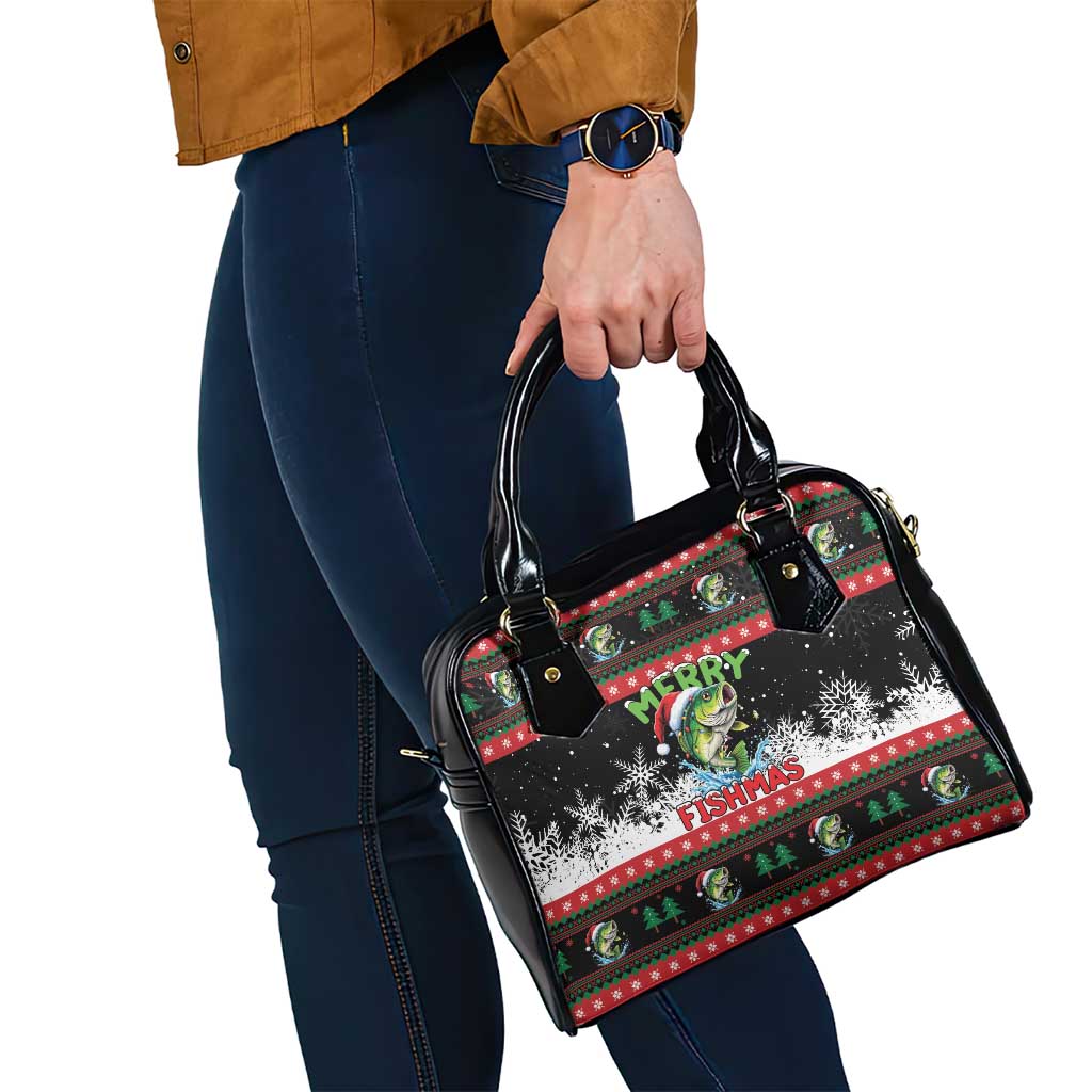 Fishing Christmas Merry Fishmas Shoulder Handbag We Wish You A Merry Fishmas - Wonder Print Shop