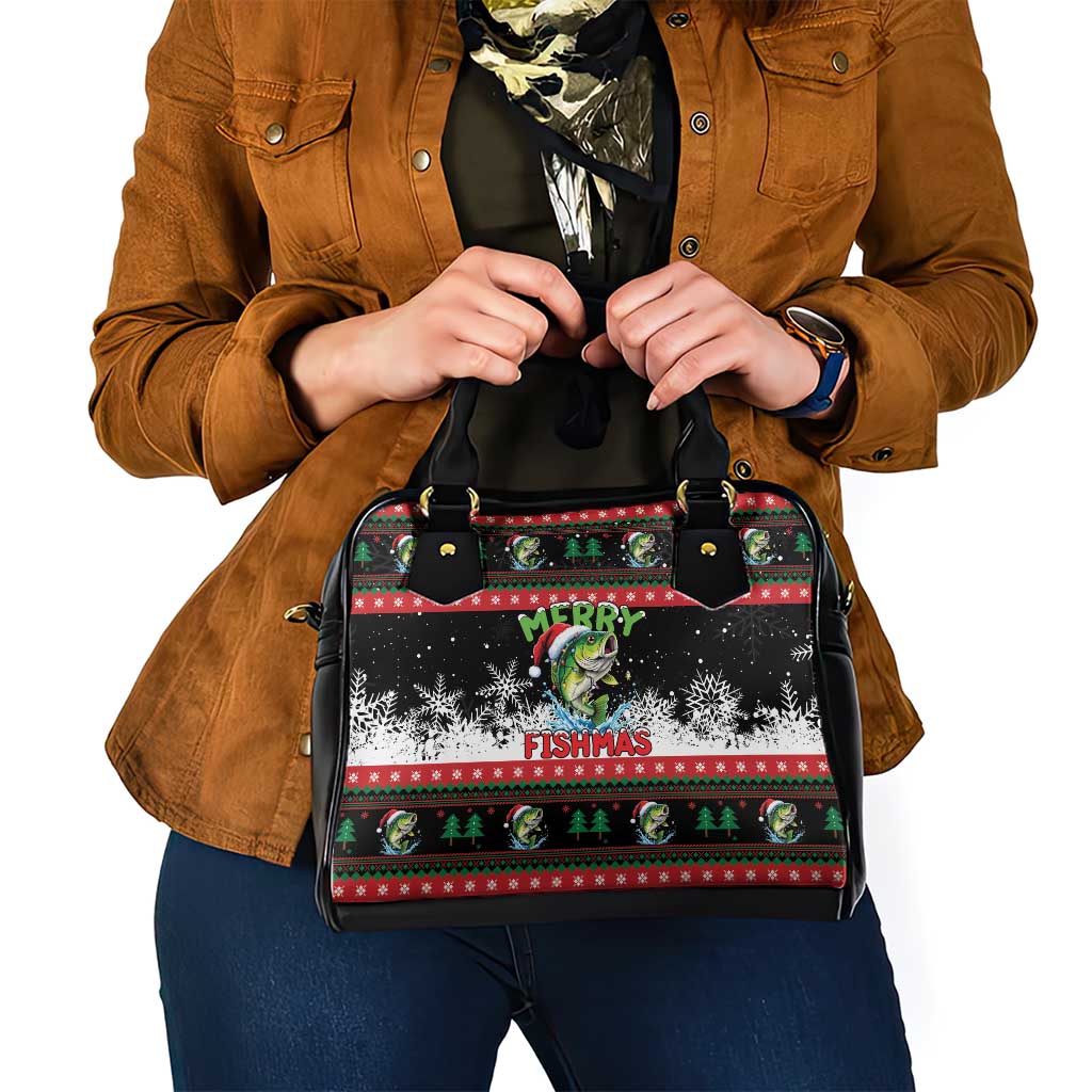 Fishing Christmas Merry Fishmas Shoulder Handbag We Wish You A Merry Fishmas - Wonder Print Shop