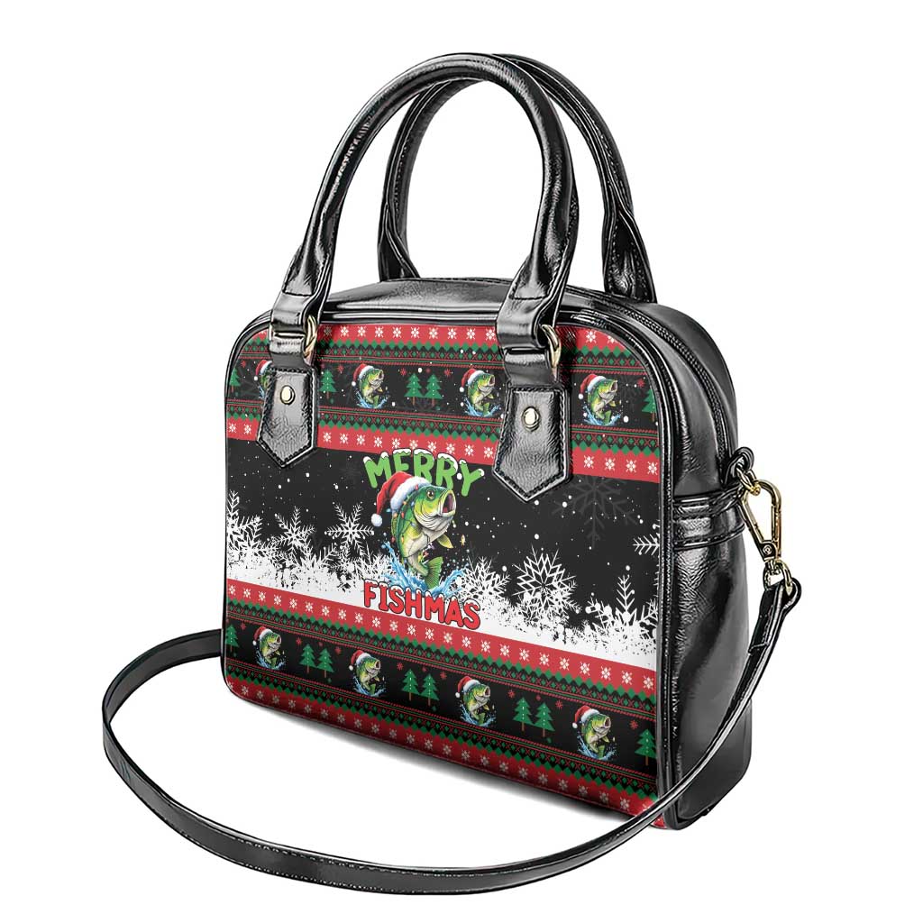 Fishing Christmas Merry Fishmas Shoulder Handbag We Wish You A Merry Fishmas - Wonder Print Shop