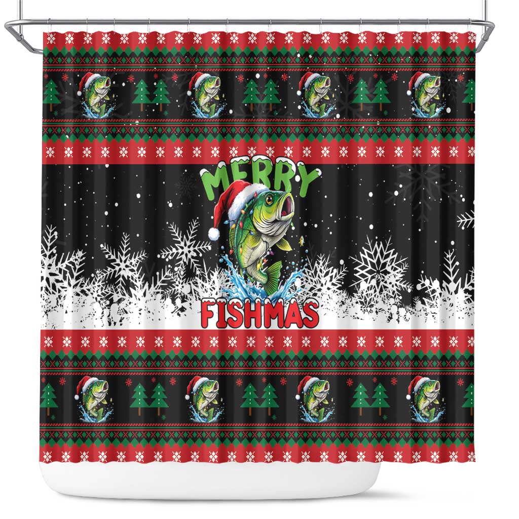 Fishing Christmas Merry Fishmas Shower Curtain We Wish You A Merry Fishmas - Wonder Print Shop