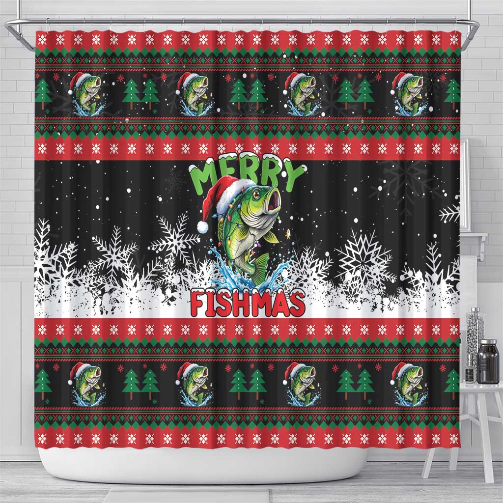 Fishing Christmas Merry Fishmas Shower Curtain We Wish You A Merry Fishmas - Wonder Print Shop