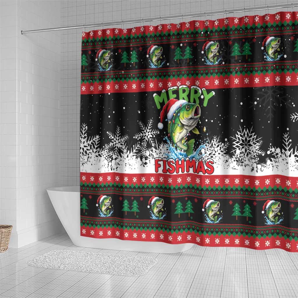 Fishing Christmas Merry Fishmas Shower Curtain We Wish You A Merry Fishmas - Wonder Print Shop