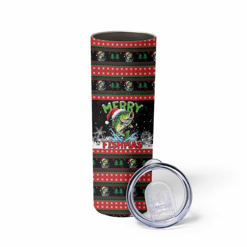 Fishing Christmas Merry Fishmas Skinny Tumbler We Wish You A Merry Fishmas - Wonder Print Shop