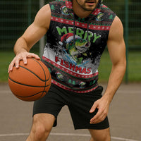Fishing Christmas Merry Fishmas Sleeveless Hoodie We Wish You A Merry Fishmas - Wonder Print Shop