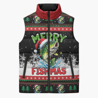 Fishing Christmas Merry Fishmas Sleeveless Puffer Jacket We Wish You A Merry Fishmas - Wonder Print Shop