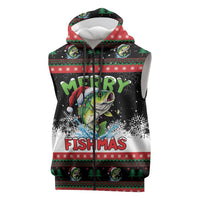 Fishing Christmas Merry Fishmas Sleeveless Zip Hoodie We Wish You A Merry Fishmas - Wonder Print Shop