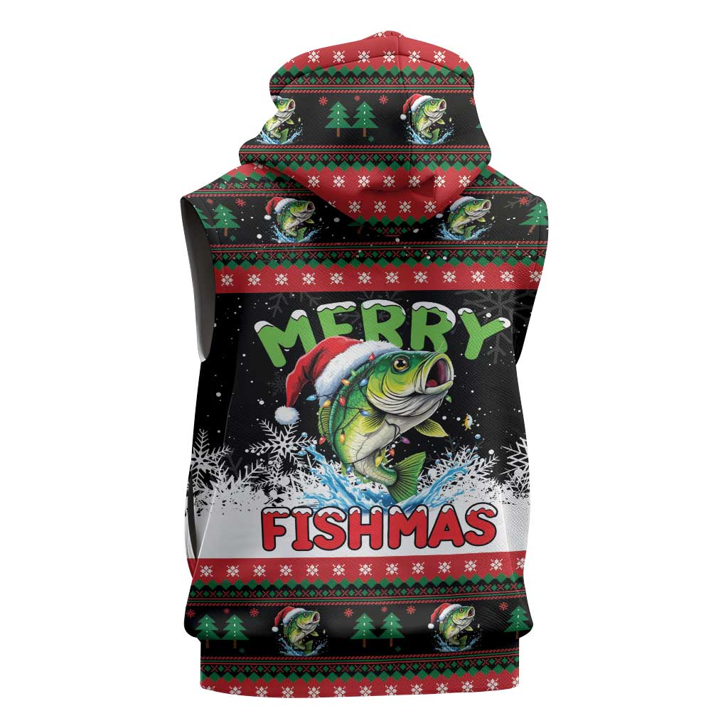 Fishing Christmas Merry Fishmas Sleeveless Zip Hoodie We Wish You A Merry Fishmas - Wonder Print Shop