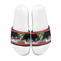Fishing Christmas Merry Fishmas Slide Sandals We Wish You A Merry Fishmas - Wonder Print Shop
