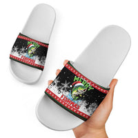 Fishing Christmas Merry Fishmas Slide Sandals We Wish You A Merry Fishmas - Wonder Print Shop