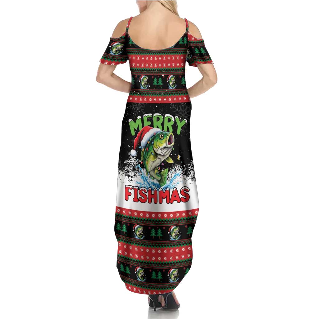 Fishing Christmas Merry Fishmas Summer Maxi Dress We Wish You A Merry Fishmas - Wonder Print Shop