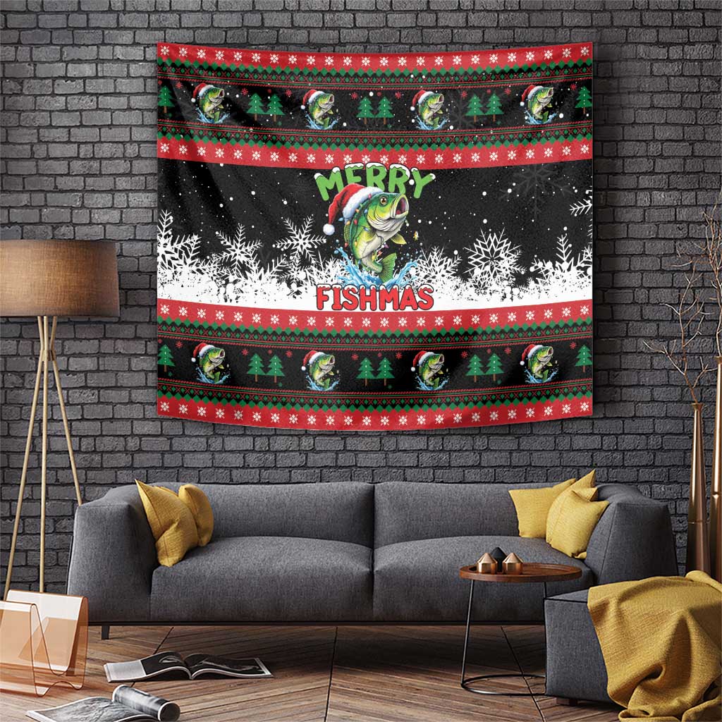 Fishing Christmas Merry Fishmas Tapestry We Wish You A Merry Fishmas - Wonder Print Shop