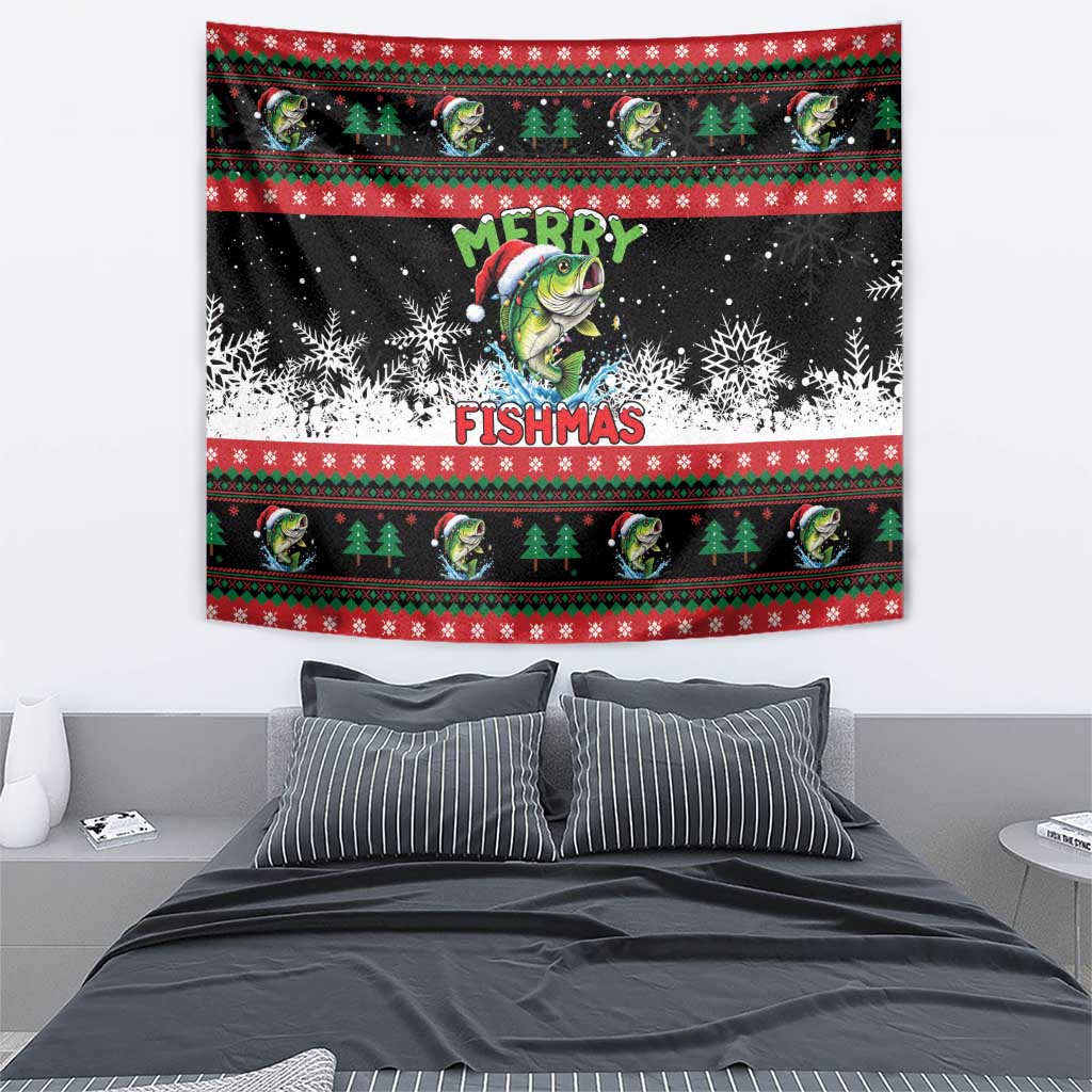 Fishing Christmas Merry Fishmas Tapestry We Wish You A Merry Fishmas - Wonder Print Shop