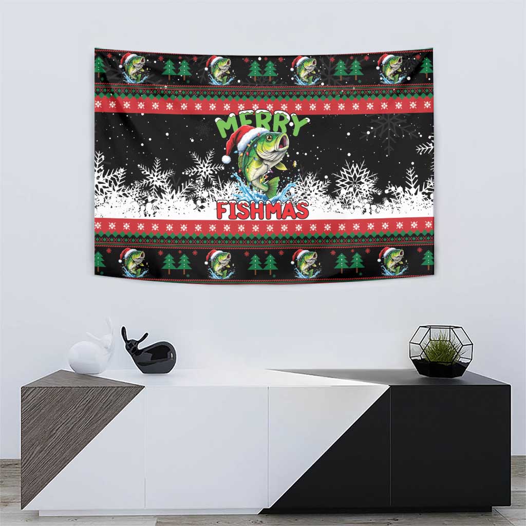 Fishing Christmas Merry Fishmas Tapestry We Wish You A Merry Fishmas - Wonder Print Shop