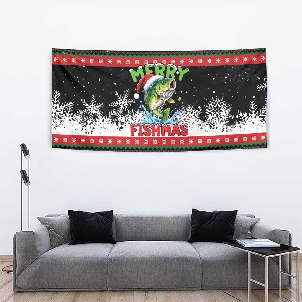 Fishing Christmas Merry Fishmas Tapestry We Wish You A Merry Fishmas - Wonder Print Shop