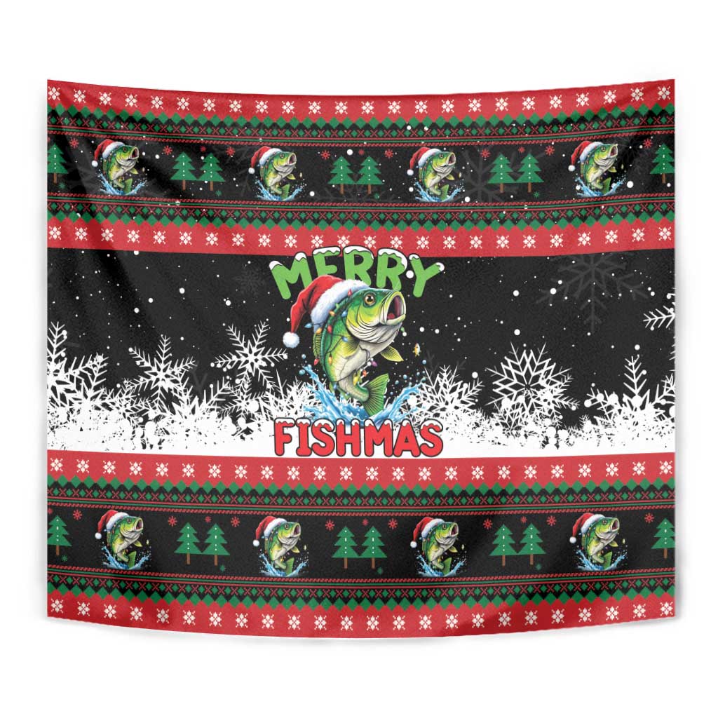 Fishing Christmas Merry Fishmas Tapestry We Wish You A Merry Fishmas - Wonder Print Shop