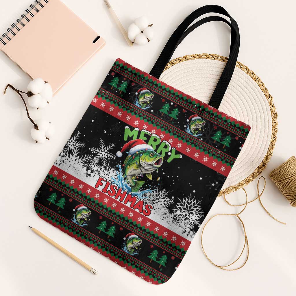 Fishing Christmas Merry Fishmas Tote Bag We Wish You A Merry Fishmas - Wonder Print Shop