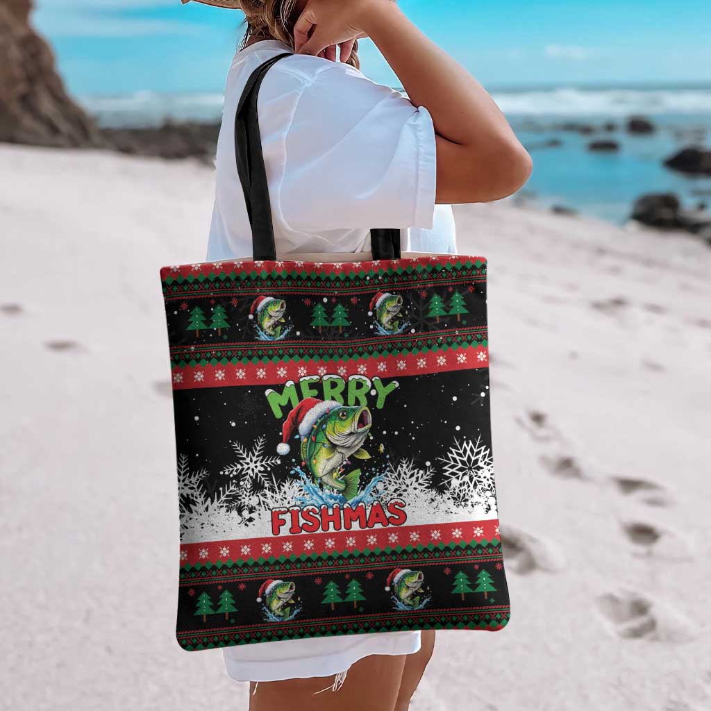 Fishing Christmas Merry Fishmas Tote Bag We Wish You A Merry Fishmas - Wonder Print Shop