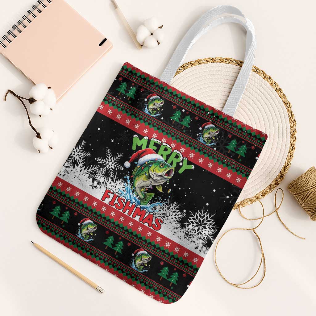 Fishing Christmas Merry Fishmas Tote Bag We Wish You A Merry Fishmas - Wonder Print Shop