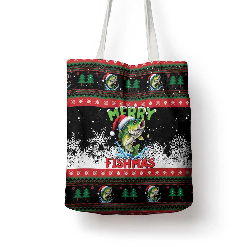 Fishing Christmas Merry Fishmas Tote Bag We Wish You A Merry Fishmas - Wonder Print Shop