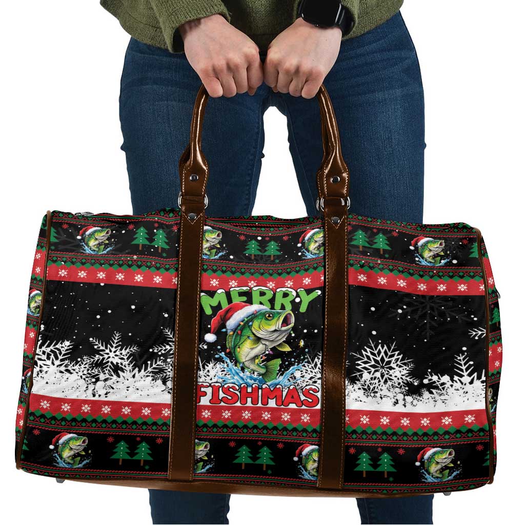 Fishing Christmas Merry Fishmas Travel Bag We Wish You A Merry Fishmas - Wonder Print Shop