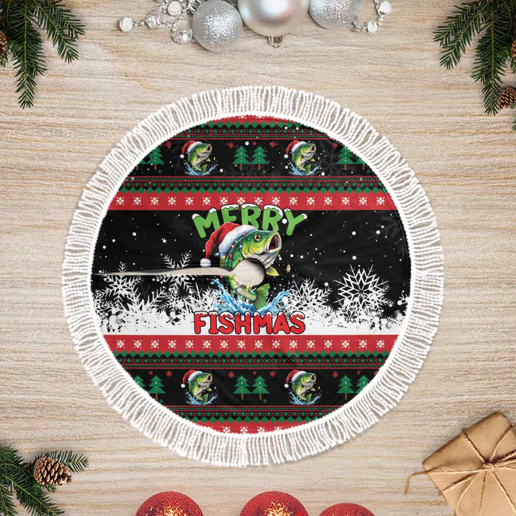Fishing Christmas Merry Fishmas Tree Skirt We Wish You A Merry Fishmas - Wonder Print Shop