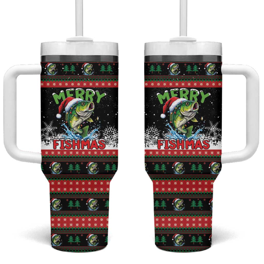 Fishing Christmas Merry Fishmas Tumbler With Handle We Wish You A Merry Fishmas - Wonder Print Shop