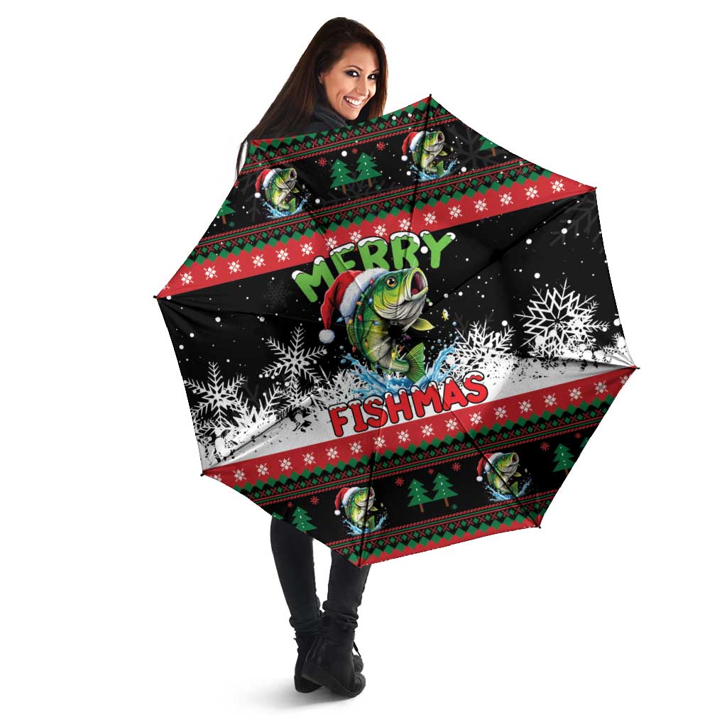 Fishing Christmas Merry Fishmas Umbrella We Wish You A Merry Fishmas - Wonder Print Shop