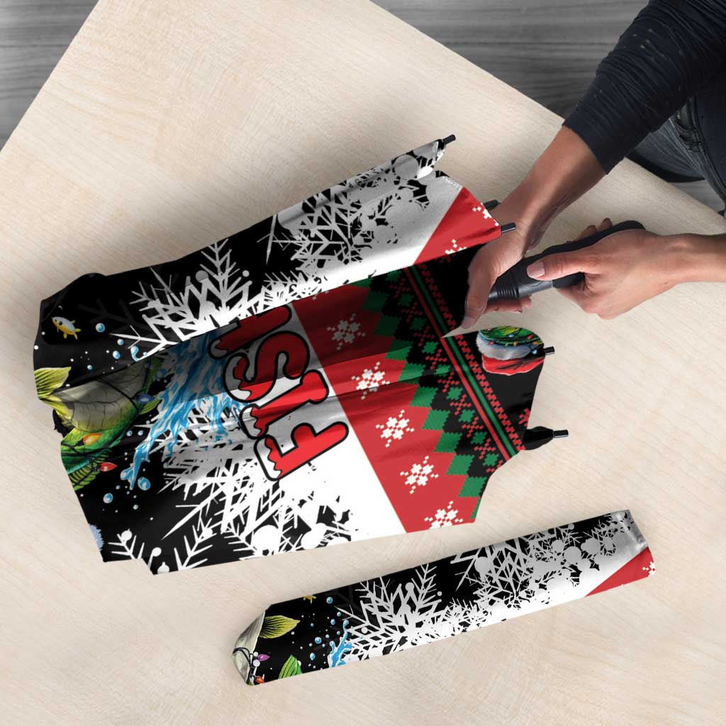 Fishing Christmas Merry Fishmas Umbrella We Wish You A Merry Fishmas - Wonder Print Shop