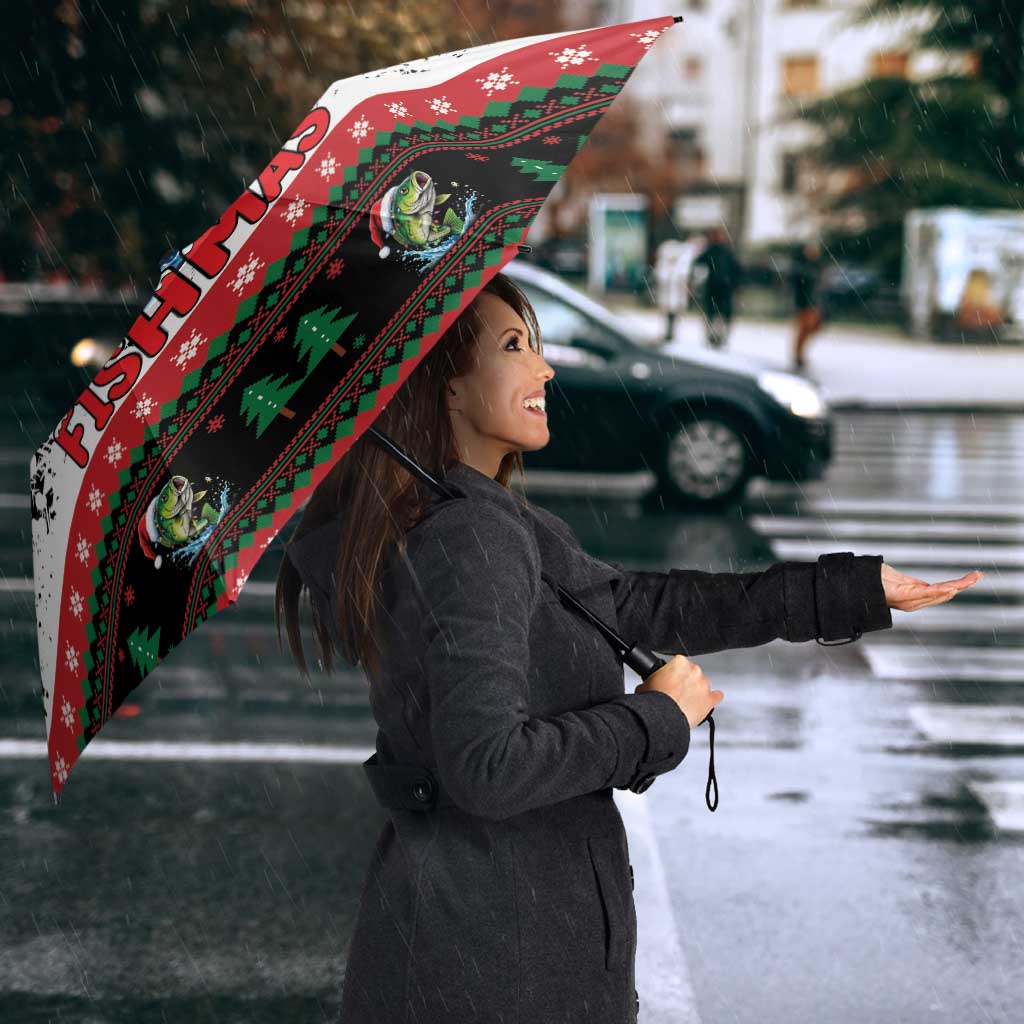 Fishing Christmas Merry Fishmas Umbrella We Wish You A Merry Fishmas - Wonder Print Shop