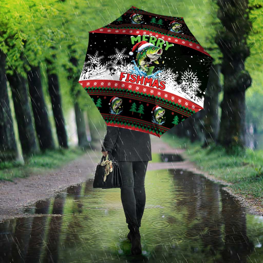 Fishing Christmas Merry Fishmas Umbrella We Wish You A Merry Fishmas - Wonder Print Shop