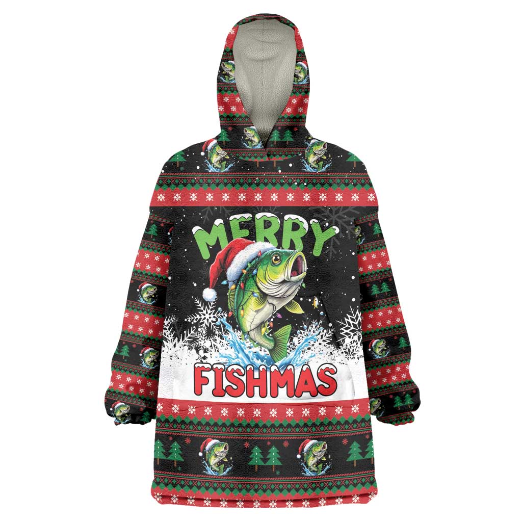 Fishing Christmas Merry Fishmas Wearable Blanket Hoodie We Wish You A Merry Fishmas - Wonder Print Shop