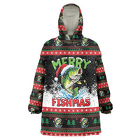 Fishing Christmas Merry Fishmas Wearable Blanket Hoodie We Wish You A Merry Fishmas - Wonder Print Shop