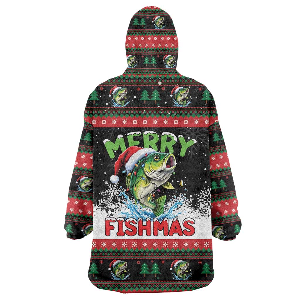 Fishing Christmas Merry Fishmas Wearable Blanket Hoodie We Wish You A Merry Fishmas - Wonder Print Shop