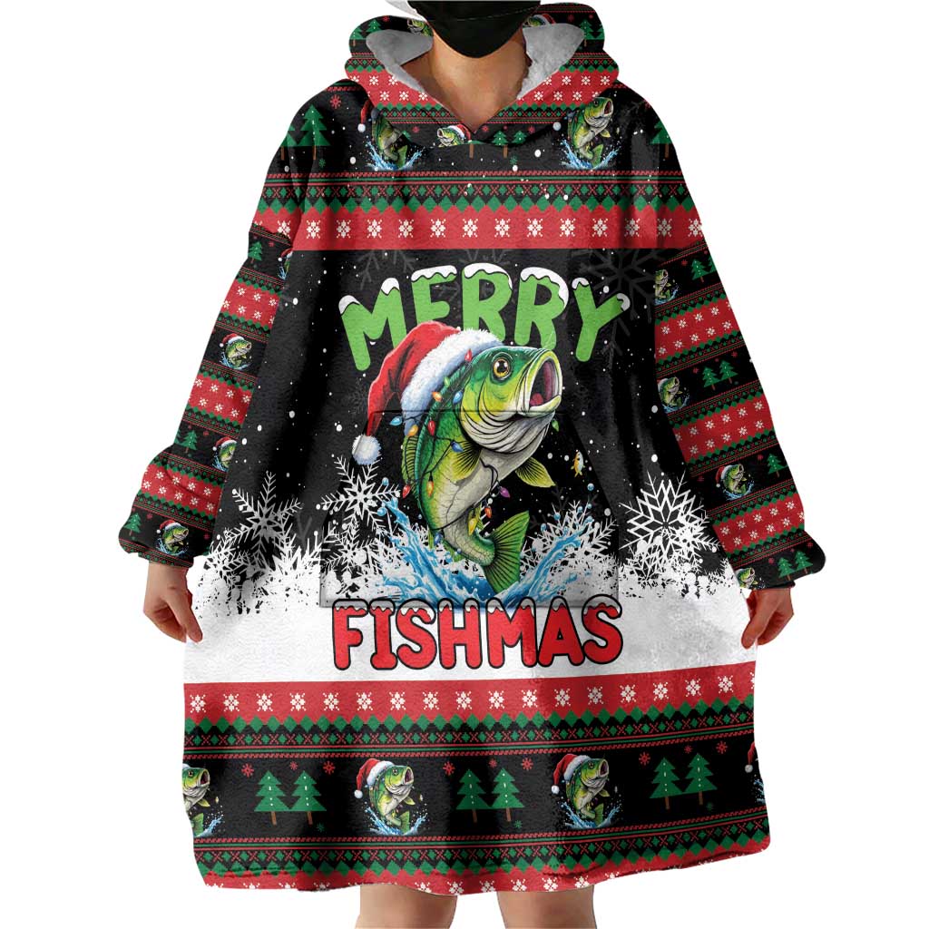 Fishing Christmas Merry Fishmas Wearable Blanket Hoodie We Wish You A Merry Fishmas - Wonder Print Shop