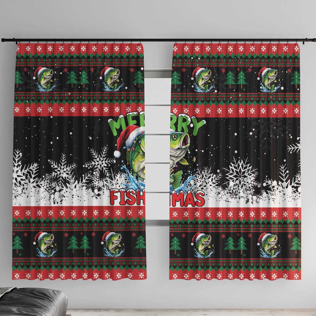 Fishing Christmas Merry Fishmas Window Curtain We Wish You A Merry Fishmas - Wonder Print Shop