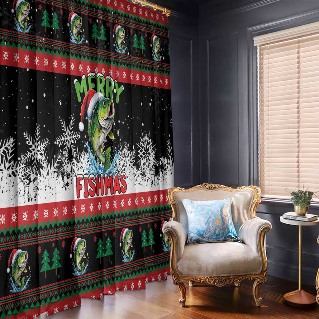 Fishing Christmas Merry Fishmas Window Curtain We Wish You A Merry Fishmas - Wonder Print Shop