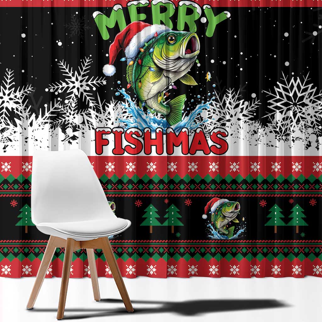 Fishing Christmas Merry Fishmas Window Curtain We Wish You A Merry Fishmas - Wonder Print Shop