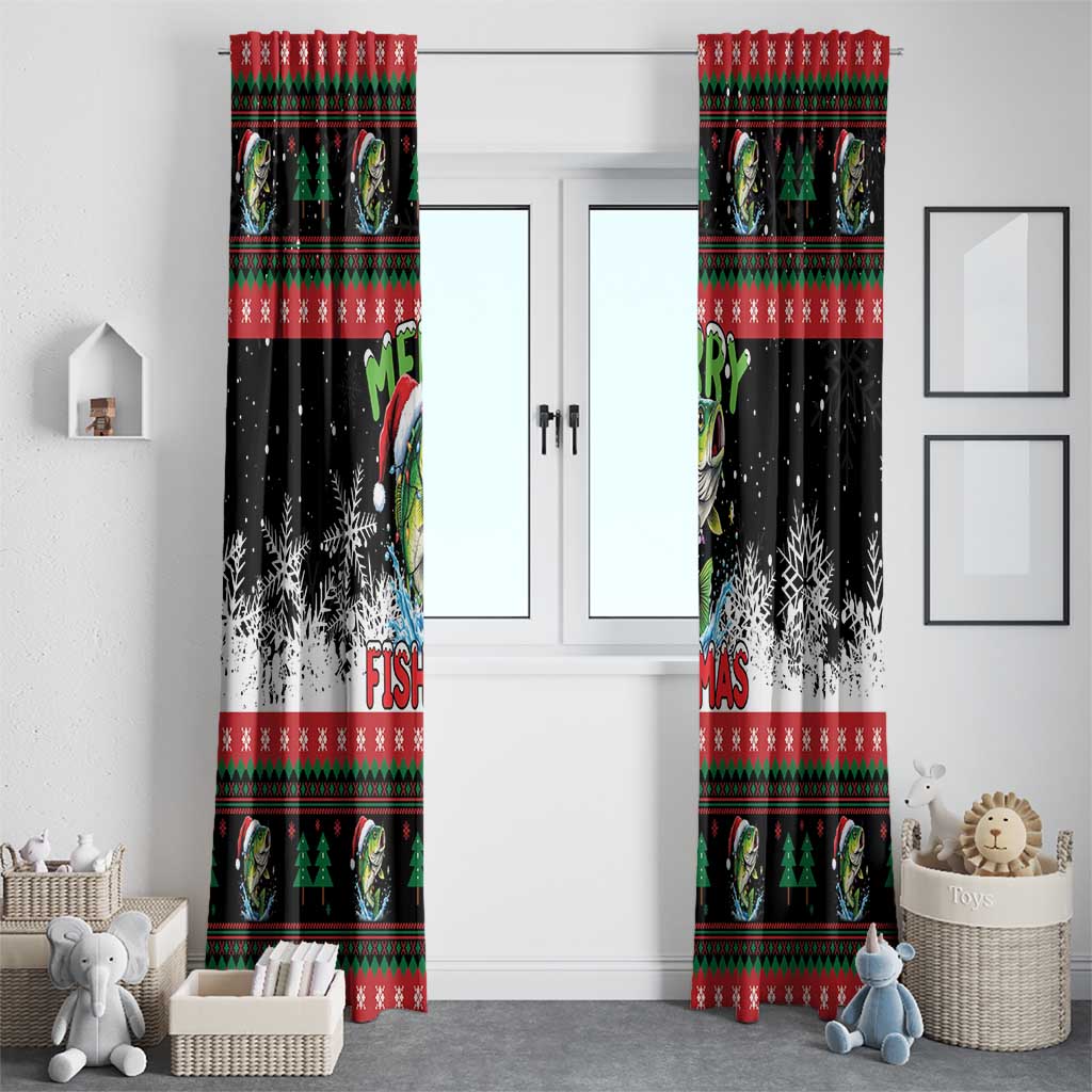 Fishing Christmas Merry Fishmas Window Curtain We Wish You A Merry Fishmas - Wonder Print Shop