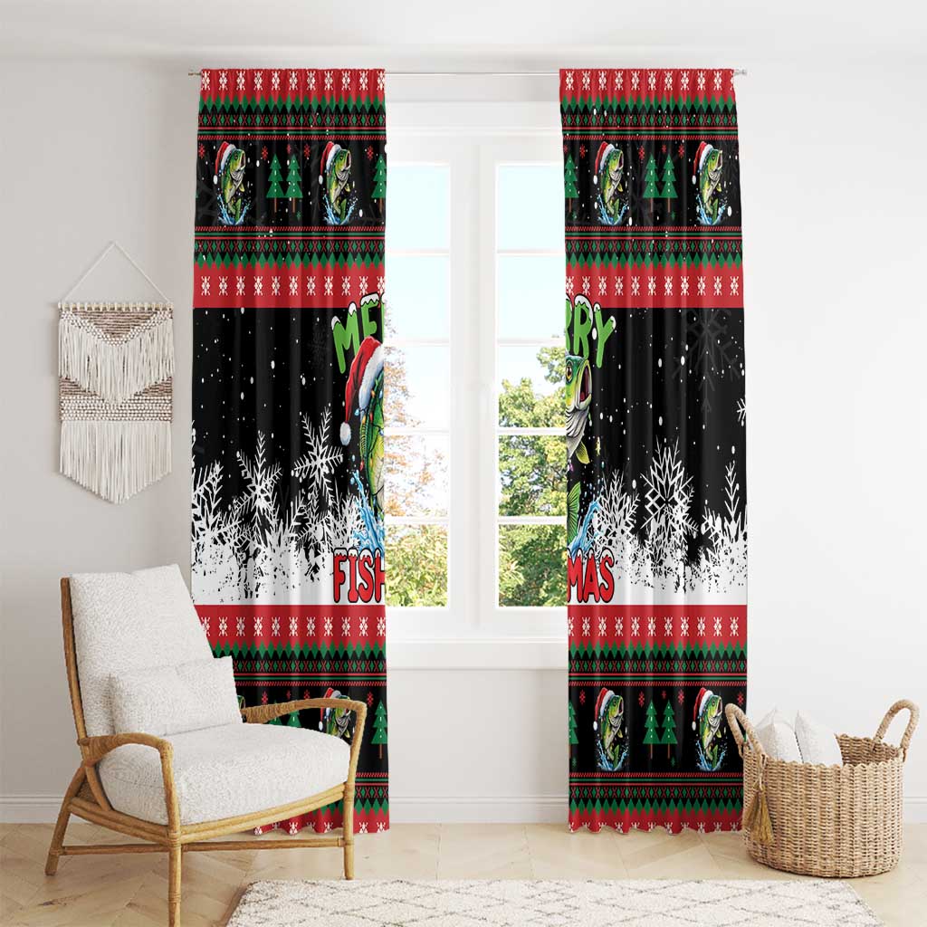 Fishing Christmas Merry Fishmas Window Curtain We Wish You A Merry Fishmas - Wonder Print Shop