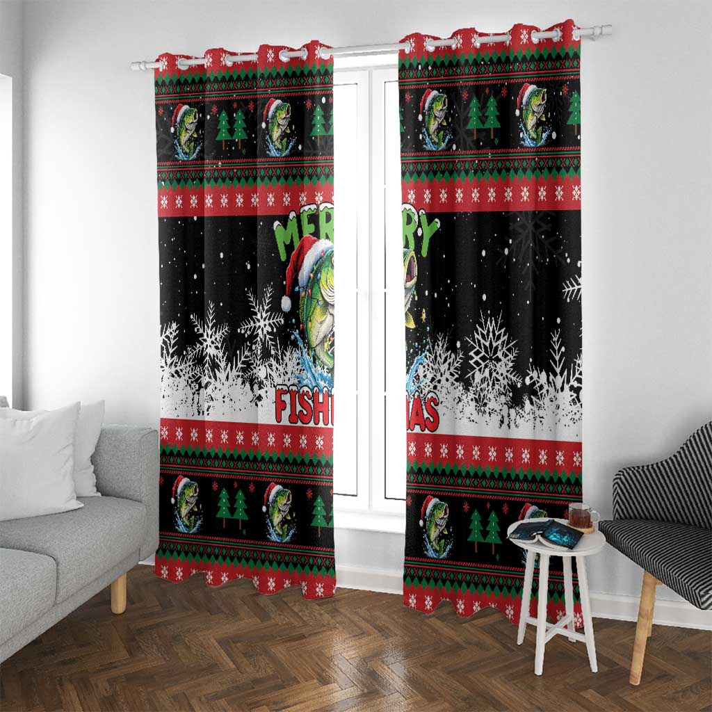Fishing Christmas Merry Fishmas Window Curtain We Wish You A Merry Fishmas - Wonder Print Shop