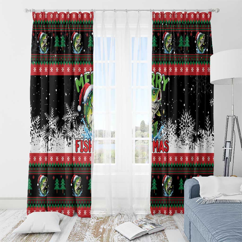 Fishing Christmas Merry Fishmas Window Curtain We Wish You A Merry Fishmas - Wonder Print Shop